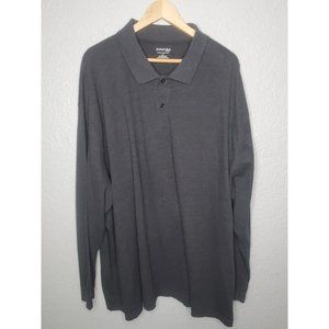 St John's Bay Size 4XL Gray Long Sleeve Polo Cotton Blend
